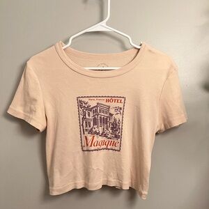 Pacsun tan cropped graphic tee